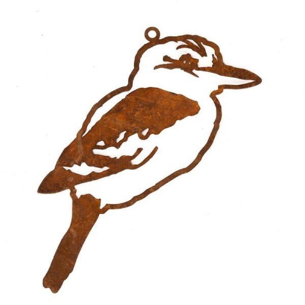 Metal Kookaburra Silhouette Wall Hanging Garden Decor 20x27cm Rust