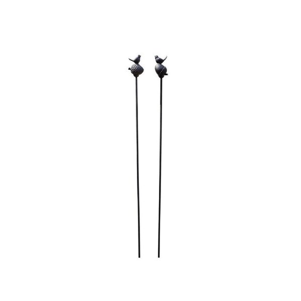 Cast Iron Stake Acorn Bird Garden/Yard Ornament Decor 14x10cm Black