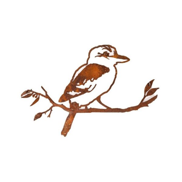 Metal Kookaburra Silhouette Branch Wall Hanging Decor 34x24cm Rust