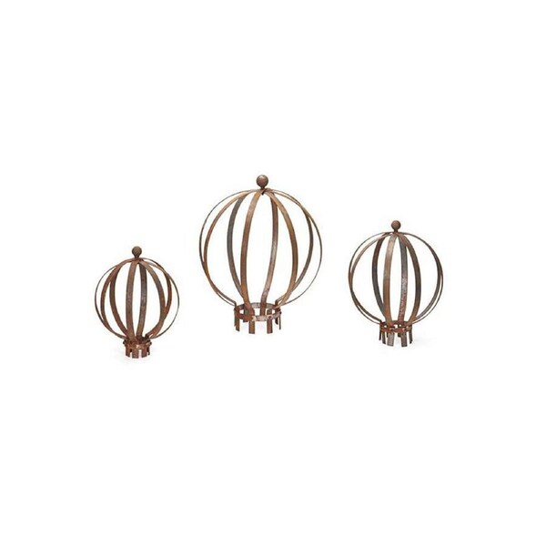 3pc Metal Topiary Ball Set Home/Garden/Yard Ornament Decor Rust