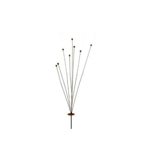 Metal Stake Spray Knobby Club Rush Garden Decor Short 5x95cm Rust