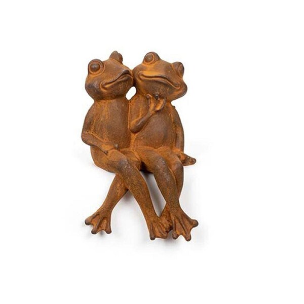 Cast Iron Love Frog Sculpture/Statue Garden Decor 11x18cm Rust