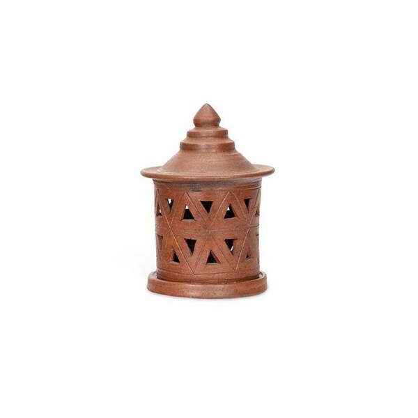 Terracotta Lantern Cutwork Garden/Patio Decor Large 30x38cm Brown