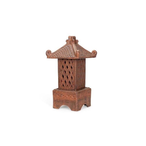 Terracotta Lantern Balinese Garden/Patio Decor Large 31x63cm Brown
