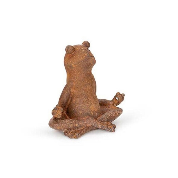 Cast Iron Yoga Frog Sitting Sculpture Garden Decor 10.5x10cm Rust