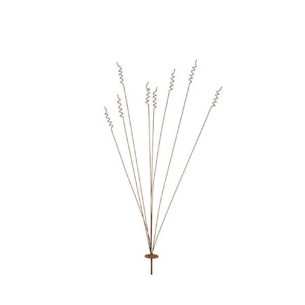 Iron Stake 8 Head Grass Spray Garden Ornament Decor 115cm Rust