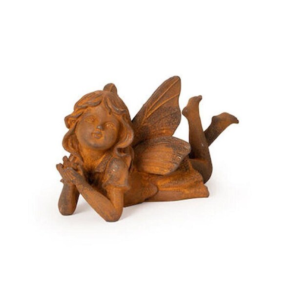 Cast Iron Fairy Garden Sculpture/Statue Set Rust 25.5x13cm Assorted
