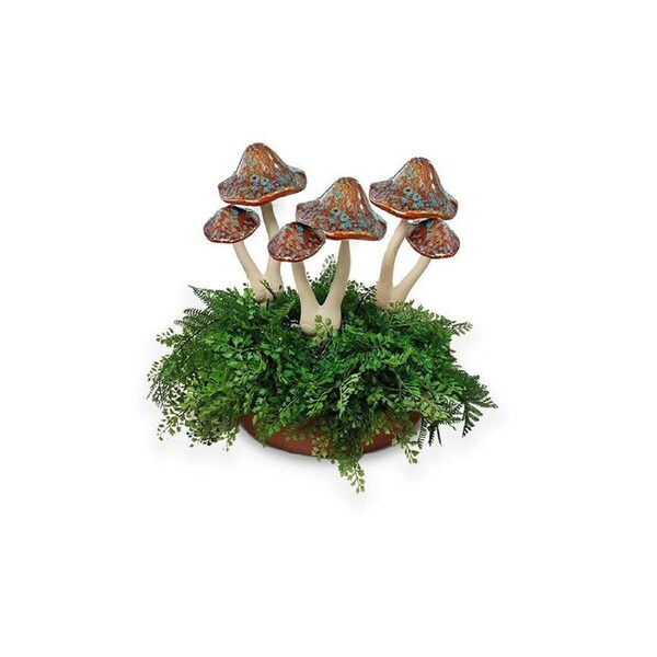 Ceramic Double Mushroom Home/Garden Ornament Decor 12x29cm Brown
