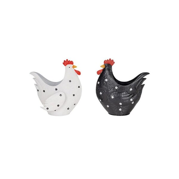 2pc Chicken Outdoor Animal Planter/Pot Decor Set 27.5x30cm BLK/WHT