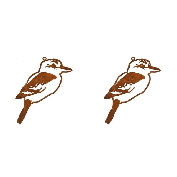 2PK Metal Kookaburra Silhouette Wall Hanging Garden Decor 20x27cm Rust