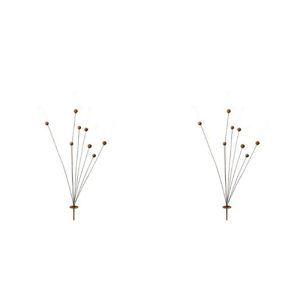 2PK Metal Stake Spray Billy Buttons Garden Decor Short 95x50cm Rust