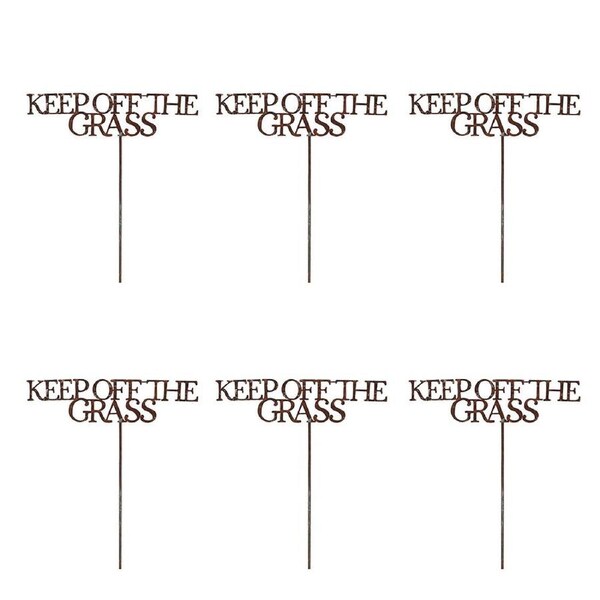 6PK Metal Stake Keep Off The Grass Garden/Yard Outdoor Decor 60cm Rust