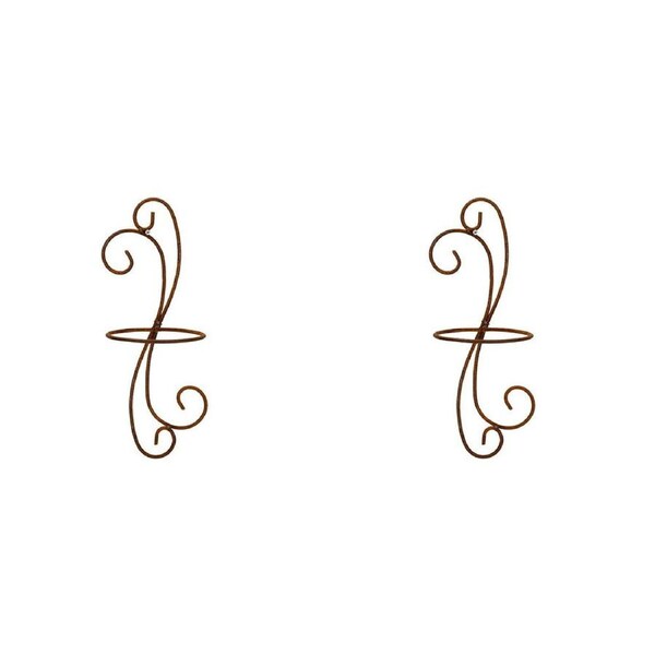 2PK Rusted Metal Wall Plant Pot Holder Garden Small Pot Rack 42x20cm