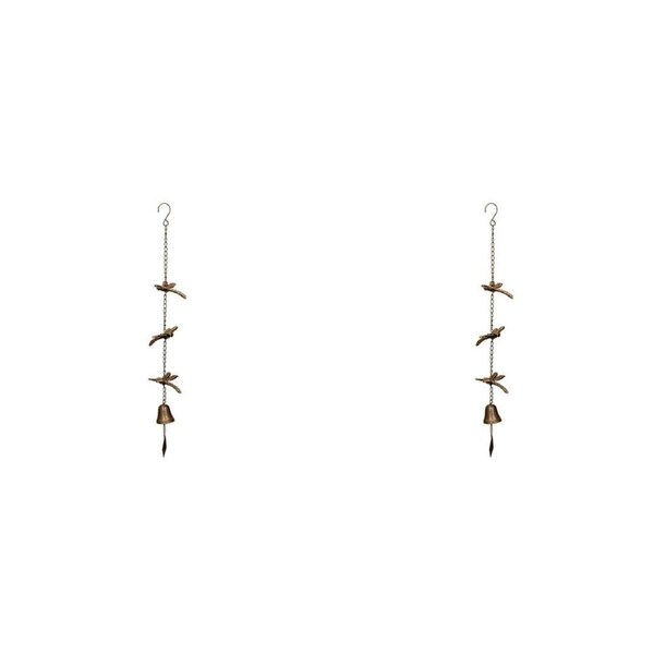 2PK Cast Iron Chain w/ Bell Patio/Garden Hanging Decor 52x13cm Assorted