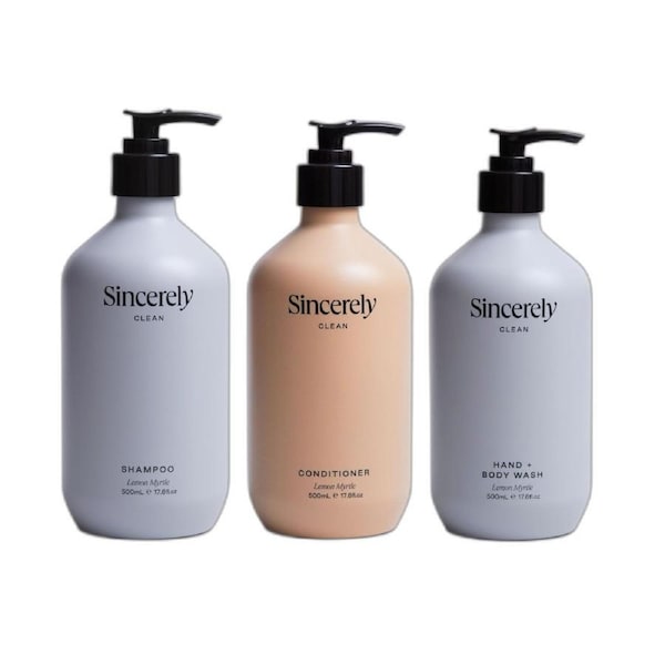 Sincerely Clean 500ml Shampoo, Conditioner and Hand + Body Wash Bundle
