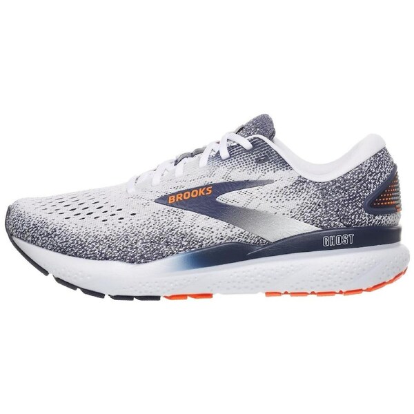 Mens Brooks Ghost 16 Running Shoes in White/Peacoat/Orange – Size 9