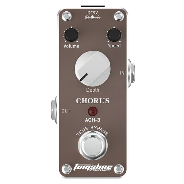 Toms Line ACH-3 Chorus Mini Pedal with Depth, Speed, Volume Control, Aluminium Case, 9V Power Input, Slip Resistant Bottom, User Manual