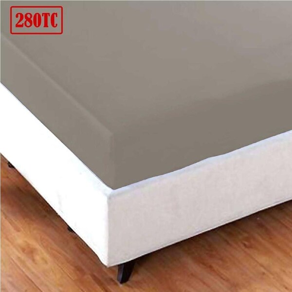 King Size Fitted Sheet Mocha 280TC Percale Easy Care Poly Cotton Blend