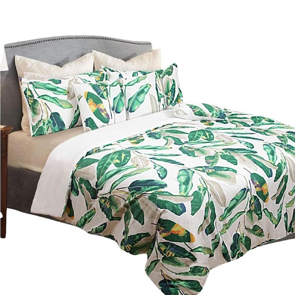Shangri La 6 Piece Comforter Set Leaves Green