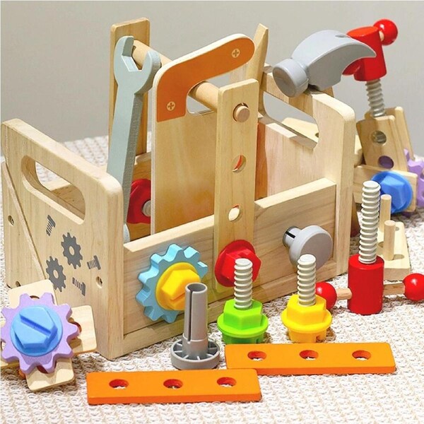 29 Piece Kids Wooden Tool Kit Creative DIY Drill & Building Set for Children Educational Play