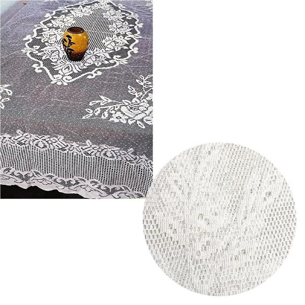Rosie White Large Deluxue Lace Rectangle Tablecloth 150cm x 230cm 6 to 8 Seaters