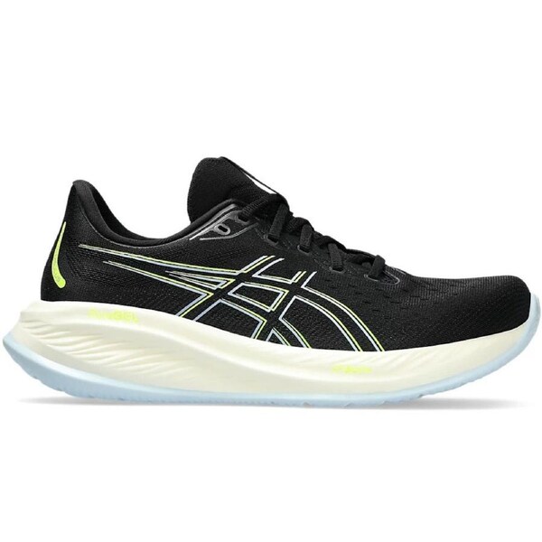 Mens ASICS GEL-Cumulus 26 Running Shoes (2E Wide) in Black/Safety Yellow – Size 8.5