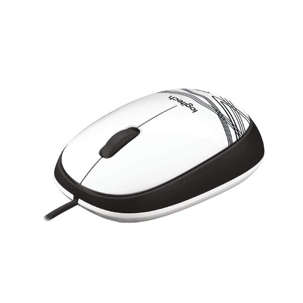 Logitech M105 Wired USB Mouse, 3-Buttons, 1000 DPI Optical Tracking, Ambidextrous - White
