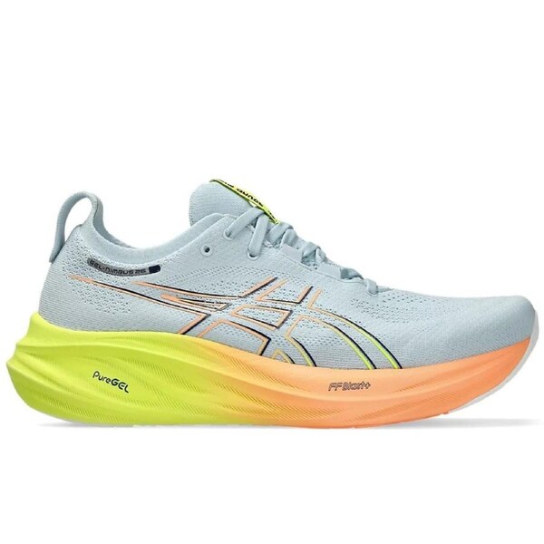 Mens ASICS GEL-Nimbus 26 PARIS Running Shoes in Cool Grey/Safety Yellow – Size 11.5