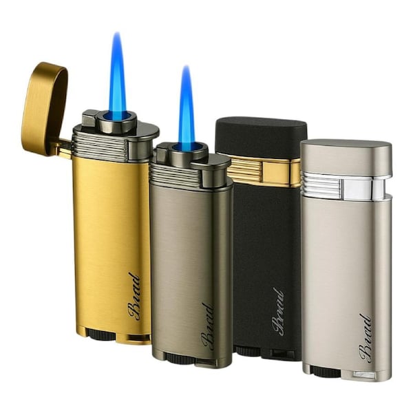 Broad Slim Jet Lighter Metal Flip Top Windproof Fluid Refillable