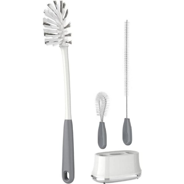 MR.SIGA 3 Pack Bottle Brush Cleaning Set with Storage Holder, Cleaning Brushes for Long Narrow Bottles, Water Bottles, Baby Bottles, Tumblers, Strews