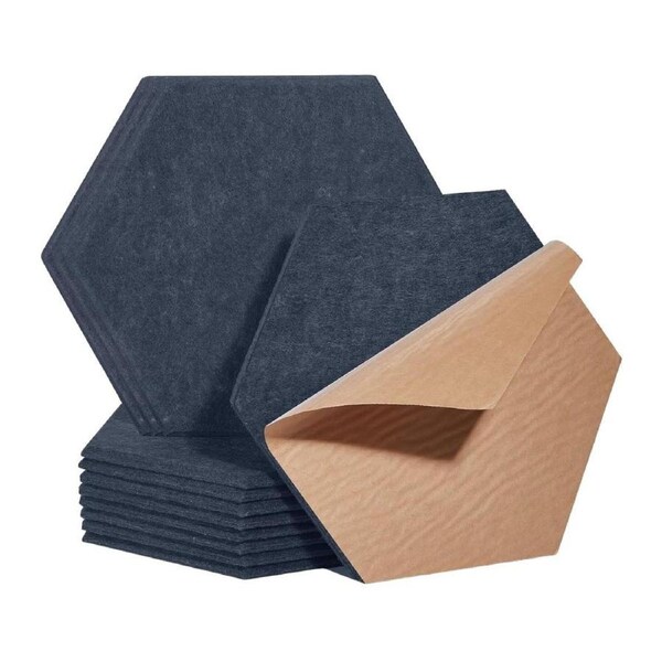iDEER LIFE Acoustic Foam 12PCS Sound Absorbing Panels Wall Tiles (Hexagon Shape- Dark Grey)