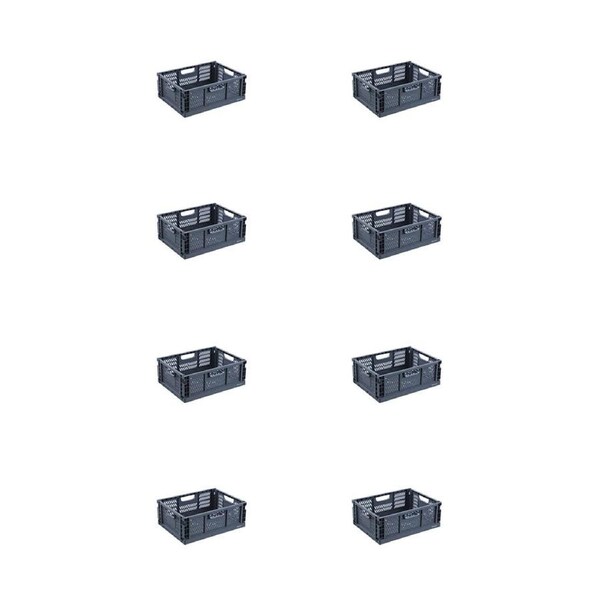 8PK Boxsweden Foldaway Storage Basket Organiser 14L 40x29.5x14.5cm Assorted