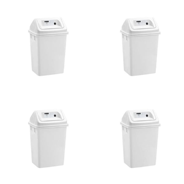 4PK Boxsweden Indoor Swing Waste Disposal Bin Portable 20L 31x25.5x47.5cm White