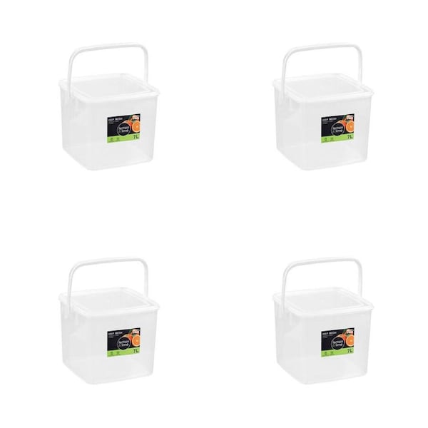 4PK Lemon & Lime Keep Fresh Storer Portable Square Container with Handle 7L