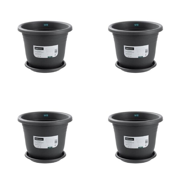 4PK Boxsweden Classic Plastic Planter Pot 46cm w/ Saucer Assorted 46x46x37cm