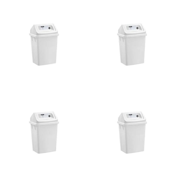 4PK Boxsweden Indoor Swing Waste Disposal Bin Portable 10L 24x20x37.5cm White