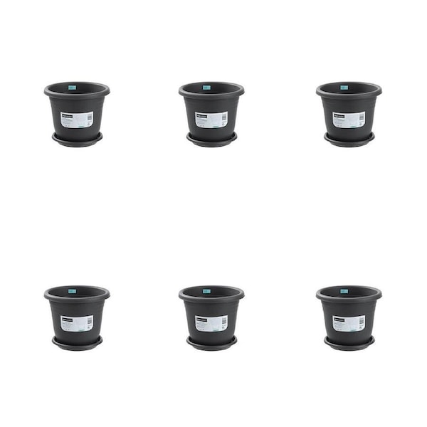 6PK Boxsweden Plastic Planter Pot 33cm w/ Saucer Assorted 33.5x33.5x28.5cm