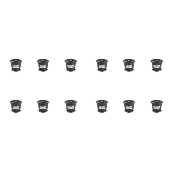 12PK Boxsweden Plastic Planter Pot 24cm w/ Saucer Assorted 24.5x24.5x20.5cm
