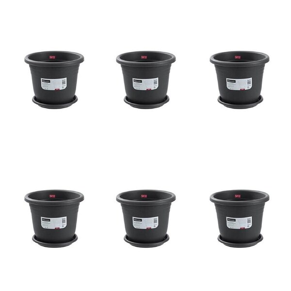 6PK Boxsweden Classic Plastic Planter Pot 39cm w/ Saucer Assorted 39x39x32.5cm