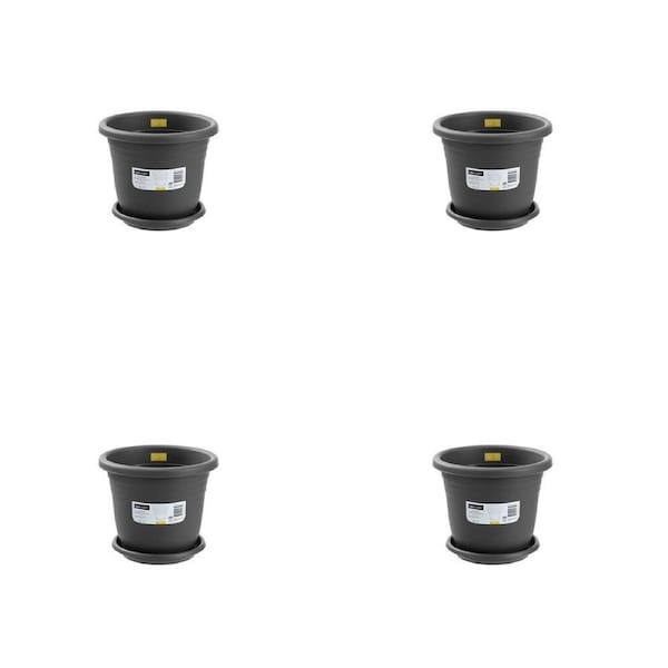 4PK Boxsweden Classic Plastic Planter Pot 29cm w/ Saucer Assorted 29x29x24cm