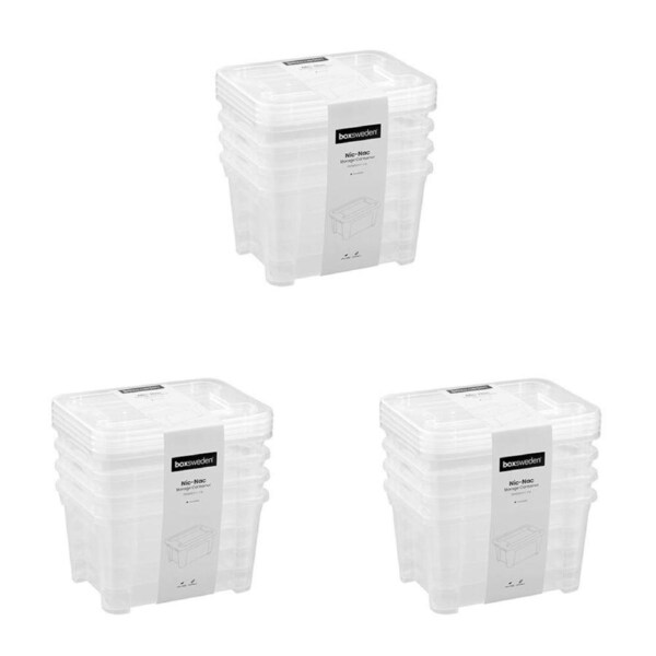 3x 4pc Boxsweden Nic-Nac Storage Container Essentials Organiser 2.5L 21x16x11cm