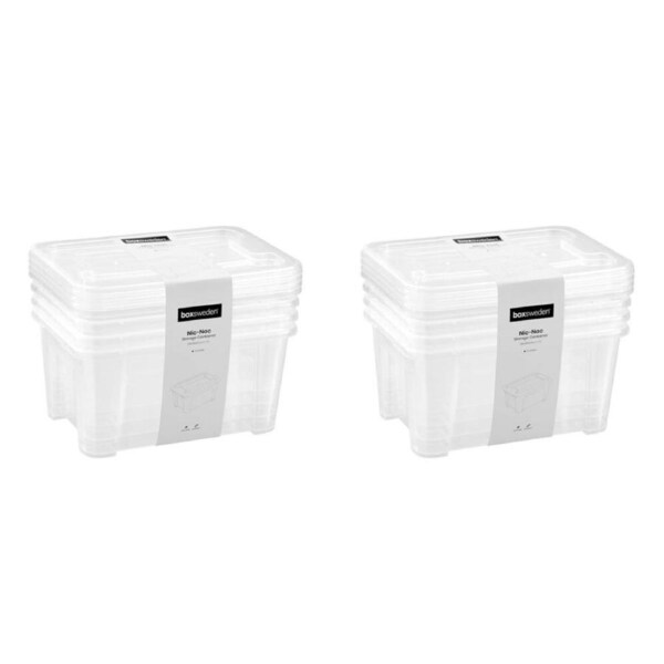 2x 4pc Boxsweden Nic-Nac Storage Container Essentials Organiser 5L 28x20x13.5cm