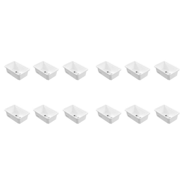 12PK Boxsweden Adjustable Drawer Tote Organiser Sleek Tray 18-29x12x7cm White