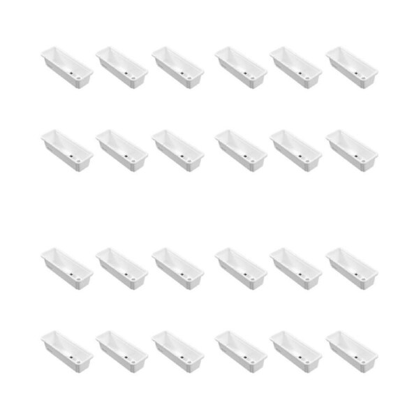 24PK Boxsweden Adjustable Drawer Tote Organiser Sleek Tray 25-38x9x7cm White