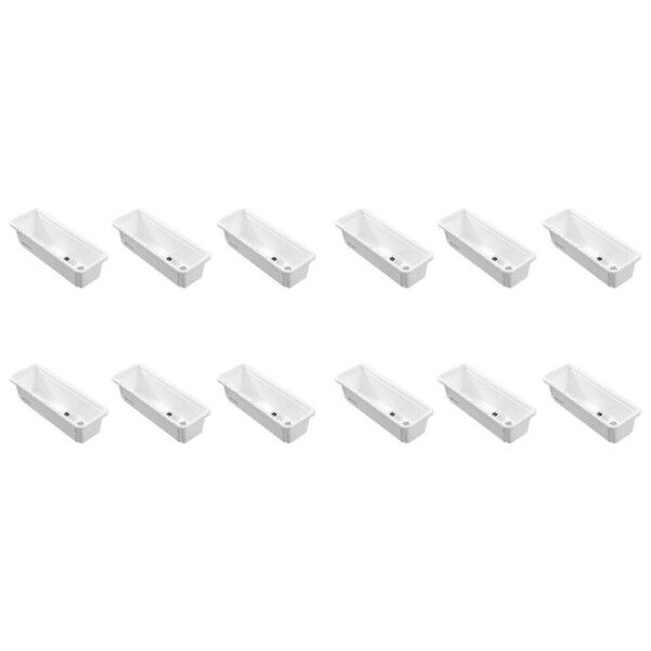 12PK Boxsweden Adjustable Drawer Tote Organiser Sleek Tray 25-38x9x7cm White