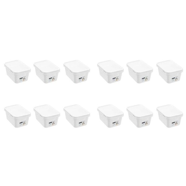 12PK Boxsweden Star Basket Lidded Versatile Organiser 4L 26x18x12.5cm White