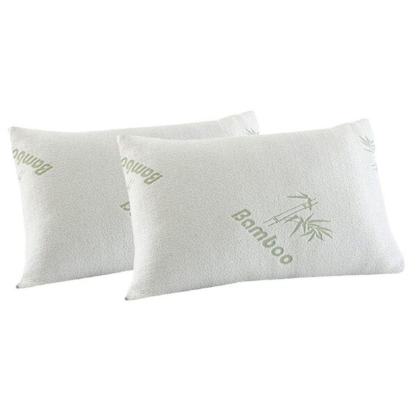 2pc Royal Comfort Bamboo Covered Memory Foam Bedding Pillow 56x36cm White