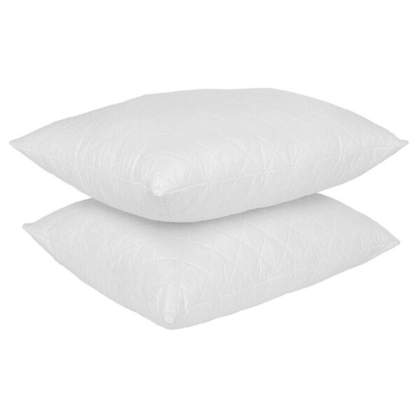 2pc Royal Comfort Luxury Bamboo Quilted Bedding Pillow Cushion 50x75cm White