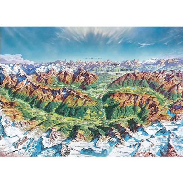 Heye - Map Art, Alpine Mountain World Puzzle 2000pc