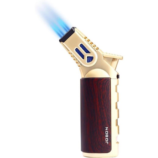 Jobon Golden Red 4 Flame Jet Windproof Refillable Lighter Powerful Blow Torch